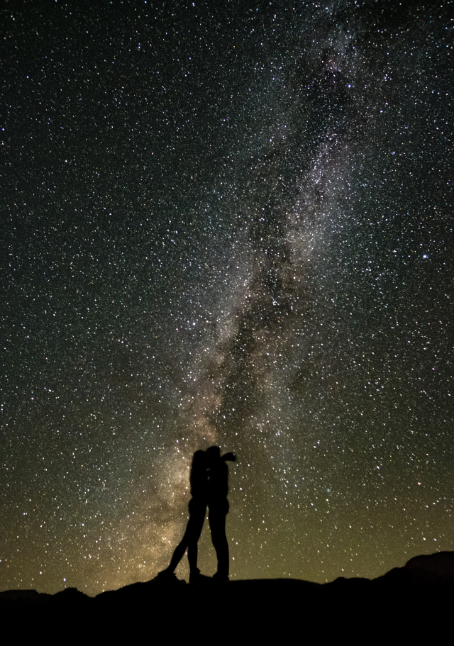 Couple on the background of stars